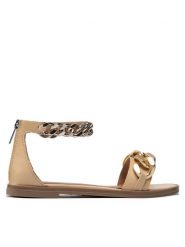Badura Sandały 22SS19 Beżowy. Brązowe sandały damskie Badura, bez wzorów, ze skóry, bez obcasa, na płaskiej podeszwie, bez zapięcia. Za 299.99 zł.