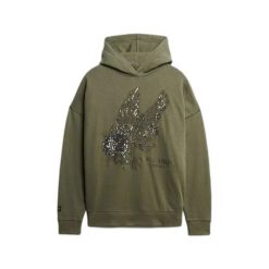 Bluza damska z kapturem Superdry Tattoo Embellish. Czarne bluzy damskie Superdry, s, bez wzorów, eleganckie, bez ramiączek, z kapturem. Za 340.60 zł.