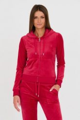 JUICY COUTURE Czerwona bluza Robertson. Czerwone bluzy damskie Juicy Couture, s, bez wzorów, bez ramiączek, z kapturem. W wyprzedaży za 358.99 zł.