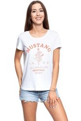 MUSTANG T SHIRT DAMSKI Alina C Print 1009870 2045. Białe t-shirty damskie Mustang, s, bez wzorów, bez kołnierzyka, bez ramiączek. W wyprzedaży za 39.99 zł.