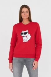 KARL LAGERFELD Czerwona bluza Ikonik 2.0. Czerwone bluzy damskie KARL LAGERFELD, xs, bez wzorów, bez ramiączek, bez kaptura. W wyprzedaży za 599.99 zł.