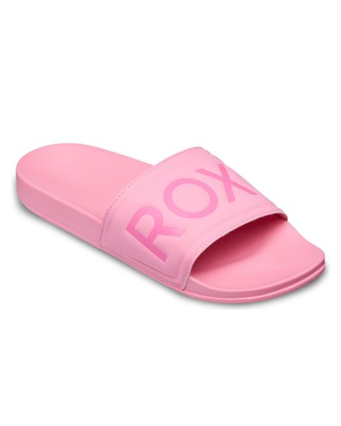 Klapki damskie SLIPPY II. Niebieskie klapki damskie Roxy, bez wzorów, z gumy, bez obcasa, bez zapięcia. Za 76.99 zł.