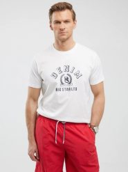 Koszulka męska z nadrukiem biała Bester 100. Białe t-shirty męskie BIG STAR, l, bez wzorów, z bawełny, bez kołnierzyka, bez ramiączek. W wyprzedaży za 59.99 zł.