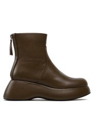 DeeZee Botki ZALY8813-8 Zielony. Zielone botki damskie DeeZee, bez wzorów, ze skóry, bez obcasa, na koturnie, bez zapięcia. Za 259.99 zł.