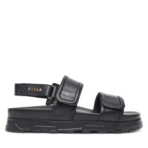 Sandały Furla. Czarne sandały damskie Furla, bez wzorów, bez obcasa, na płaskiej podeszwie, bez zapięcia. Za 1,159.00 zł.
