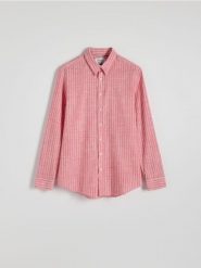 Koszula regular fit w paski - fioletowy. Fioletowe koszule męskie Reserved, l, bez wzorów, z bawełny, bez kołnierzyka, bez ramiączek. W wyprzedaży za 39.99 zł.