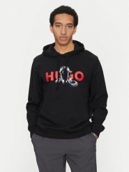 HUGO Bluza Dueleyo 50530580 Czarny Regular Fit. Czarne bluzy męskie Hugo, m, bez wzorów, z bawełny, bez ramiączek, bez kaptura. Za 369.99 zł.