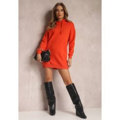 Pomarańczowa Bluza Długa z Kapturem Firro. Brązowe bluzy damskie Renee, l, bez wzorów, z bawełny, casualowe, bez ramiączek, z kapturem. Za 89.99 zł.