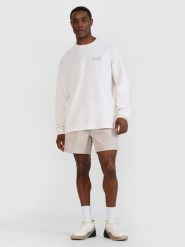 4F Spodenki casual męskie - beżowe XXL. Brązowe szorty męskie 4F, bez wzorów, z dresówki, casualowe. W wyprzedaży za 79.99 zł.