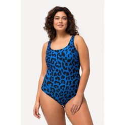 Damskie Strój kąpielowy wzór w panterkę bez miękkich miseczek okrągły dekolt. Niebieskie stroje kąpielowe damskie Ulla Popken, plus size, bez wzorów, z elastanu. W wyprzedaży za 159.99 zł.