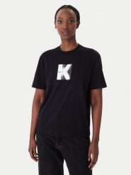 Karl Lagerfeld Jeans T-Shirt B1W17055 Czarny Relaxed Fit. Czarne t-shirty damskie Karl Lagerfeld Jeans, xl, bez wzorów, z bawełny, bez kołnierzyka, bez ramiączek. Za 219.99 zł.