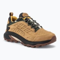 Buty turystyczne męskie Merrell Moab Speed 2 Ltr Wp. Brązowe buty zimowe męskie Merrell, bez wzorów, bez obcasa, bez zapięcia. Za 639.99 zł.