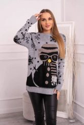 Sweter świąteczny z bałwanem szary. Szare swetry nierozpinane damskie KESI, l, bez wzorów, z wełny, wizytowe, bez kołnierzyka, plus size, bez ramiączek. Za 125.45 zł.