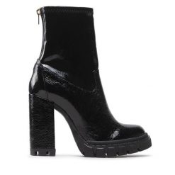 Botki Eva Minge. Czarne botki damskie Eva Minge, bez wzorów, bez obcasa, na słupku, bez zapięcia. Za 449.99 zł.