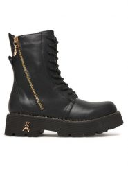 Patrizia Pepe Trzewiki PPJ961.31 Czarny. Czarne botki damskie Patrizia Pepe, bez wzorów, ze skóry, bez obcasa, na płaskiej podeszwie, bez zapięcia. Za 659.99 zł.