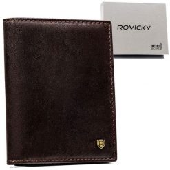 Portfel skórzany Rovicky N02-RVT c. brązowy. Brązowe portfele męskie ROVICKY, bez wzorów, ze skóry. Za 46.00 zł.