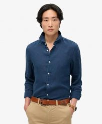 Superdry Koszula lniana Vacation z długim rękawem – NAVY. Niebieskie koszule damskie Superdry, xl, bez wzorów, ze lnu, klasyczne, bez kołnierzyka, bez ramiączek. Za 317.00 zł.