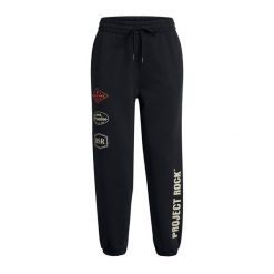 Spodnie treningowe damskie Under Armour Project Rock HWT Pnt. Czarne spodnie dresowe damskie Under Armour, bez wzorów, rockowe, na fitness i siłownię. Za 329.99 zł.