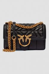 PINKO Czarna torebka Love One Mini DC. Czarne torebki do ręki damskie Pinko, bez wzorów, ze skóry, bez dodatków. W wyprzedaży za 1,099.99 zł.