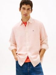 Tommy Jeans koszula casual Mężczyźni Comfort Fit Bawełna pomarańczowy, M. Brązowe koszule męskie Tommy Jeans, m, bez wzorów, z bawełny, casualowe, bez kołnierzyka, bez ramiączek. Za 229.95 zł.