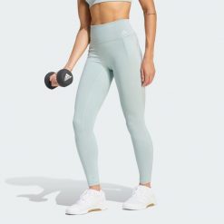 Legginsy treningowe Optime Workout Full Length. Zielone bielizna sportowa damska Adidas, bez wzorów, ze skóry. Za 259.00 zł.