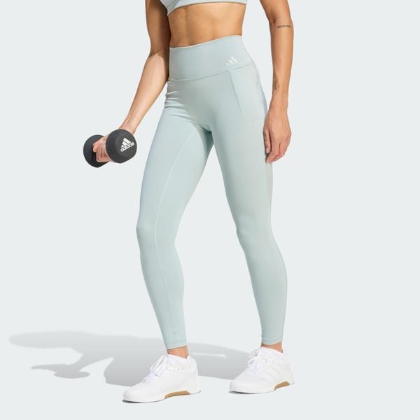Legginsy treningowe Optime Workout Full Length. Zielone bielizna sportowa damska Adidas, bez wzorów, ze skóry. Za 259.00 zł.