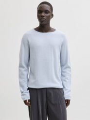 Jack & Jones Sweter Mężczyźni Bawełna niebieski, L. Niebieskie swetry męskie Jack & Jones, l, bez wzorów, z bawełny, bez kołnierzyka, bez ramiączek. Za 129.95 zł.