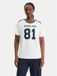 MICHAEL Michael Kors T-Shirt MR651WT97J Biały Relaxed Fit. Białe t-shirty damskie MICHAEL Michael Kors, xs, bez wzorów, z bawełny, bez kołnierzyka, bez ramiączek. Za 329.99 zł.