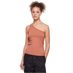 Damski tank top Urban Classics Asymmetric. Brązowe topy damskie Urban Classics, bez wzorów, bez kołnierzyka, bez ramiączek. Za 93.00 zł.