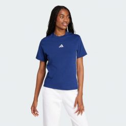 Koszulka Essentials 3-Stripes Cotton. Białe bluzki damskie Adidas, bez wzorów, z bawełny, sportowe, bez kołnierzyka, bez ramiączek. Za 119.00 zł.