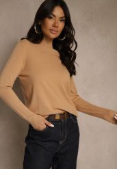 Ciemnobeżowy Casualowy Sweter z Półgolfem w Minimalistycznym Stylu Seorienne. Brązowe swetry nierozpinane damskie Renee, l, bez wzorów, casualowe, bez kołnierzyka, bez ramiączek. Za 59.99 zł.