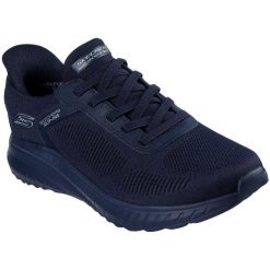 Buty sportowe męskie Skechers Bob Squad Chaos Solid Step. Niebieskie buty sportowe męskie Skechers, bez wzorów, bez zapięcia. Za 329.99 zł.