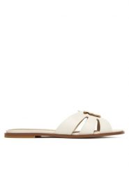 PINKO Klapki Milly 04 SD0463 P001 Biały. Białe klapki damskie Pinko, bez wzorów, ze skóry, bez obcasa, bez zapięcia. Za 919.99 zł.