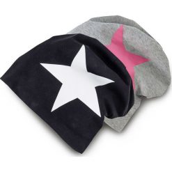 Czapka "Beanie" z dżerseju (2 szt.) bonprix czarno-biały + szaro-różowy Gwiazda. Czapki damskie bonprix. Za 45.98 zł.