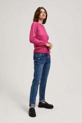 Jeansy boyfriend granatowe. Jeansy damskie MOODO, bez wzorów, z bawełny. W wyprzedaży za 79.99 zł.