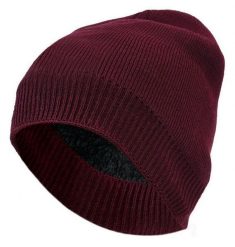 Bordowa Męska Jesienno-Zimowa Czapka, Ocieplana, Uniwersalny Rozmiar, z Kożuchem. Czerwone czapki męskie Pako Jeans, na zimę, bez wzorów, ze splotem. Za 35.00 zł.