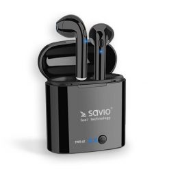 Savio TWS-02 czarny. Czarne słuchawki bezprzewodowe Savio. Za 59.00 zł.