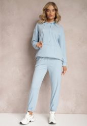 Niebieski Komplet Dresowy z Bluzą i Spodniami Ciranova. Niebieskie bluzy damskie Renee, m, bez wzorów, z dresówki, bez ramiączek, z kapturem. Za 69.99 zł.