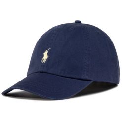 Czapka z daszkiem Polo Ralph Lauren. Niebieskie czapki damskie Polo Ralph Lauren, bez wzorów. Za 119.99 zł.