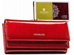 Portfel skórzany Peterson PTN 421028-SH czerwony. Czerwone portfele damskie Peterson, ze skóry. Za 134.00 zł.