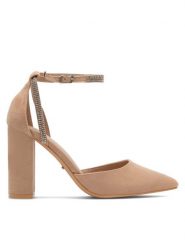 DeeZee Czółenka LISA KL-HT4587-21 Beżowy. Brązowe czółenka damskie DeeZee, bez wzorów, z materiału, bez obcasa, bez zapięcia. Za 129.99 zł.