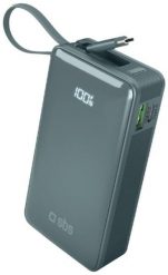 SBS Power Bank 10 000 mAh z wbudowanym kablem USB-C cyjan. Niebieskie powerbanki . W wyprzedaży za 86.00 zł.