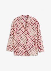 Bluzka oversized. Fioletowe bluzki damskie bonprix, bez wzorów, bez kołnierzyka, bez ramiączek. Za 37.99 zł.