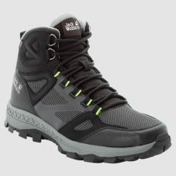 Buty trekkingowe męskie Jack Wolfskin Downhill. Czarne buty zimowe męskie Jack Wolfskin, bez wzorów, z materiału, za kostkę, bez obcasa, bez zapięcia. Za 583.00 zł.