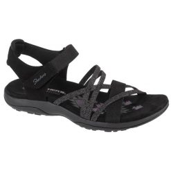 Sandały damskie, Reggae Slim - Meadow Grazer. Czarne sandały damskie Skechers, bez wzorów, bez obcasa, bez zapięcia. Za 239.99 zł.