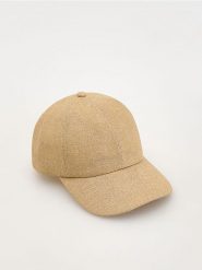 Czapka z daszkiem - beżowy. Brązowe czapki damskie Reserved, bez wzorów. W wyprzedaży za 49.99 zł.