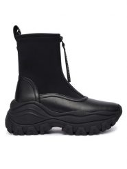 Buffalo Botki Lola Front Zip 1270140 Czarny. Czarne botki damskie Buffalo, bez wzorów, ze skóry, bez obcasa, na płaskiej podeszwie, bez zapięcia. Za 379.99 zł.