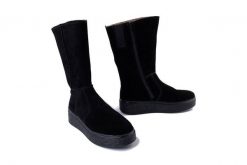 RIEKER 78851-00 black, kozaki damskie. Czarne kozaki damskie Rieker, na zimę, bez wzorów, z gumy, bez obcasa, bez zapięcia. Za 469.90 zł.