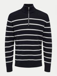 Only & Sons Sweter 22023210 Granatowy Regular Fit. Niebieskie swetry męskie Only & Sons, m, bez wzorów, z bawełny, bez kołnierzyka, bez ramiączek. Za 209.99 zł.