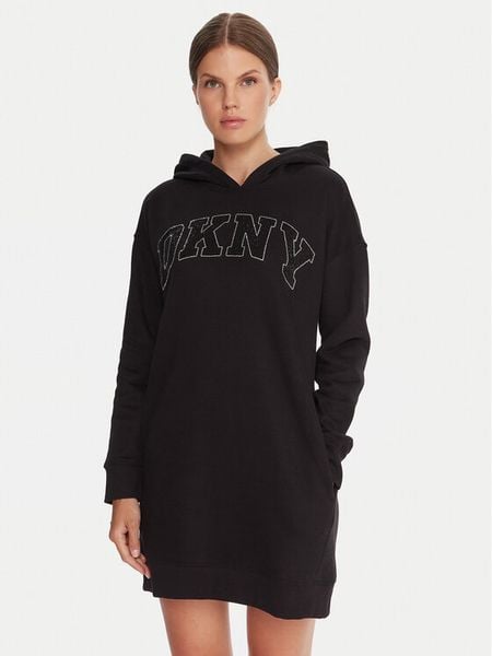 DKNY Sport Sukienka codzienna DP5D4917 Czarny Regular Fit. Czarne sukienki damskie DKNY Sport, na co dzień, s, bez wzorów, z dzianiny, sportowe, bez kołnierzyka, bez ramiączek, proste. Za 399.99 zł.